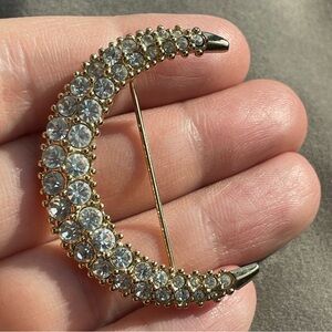Swarovski Signed Swan Hallmark Iconic Crescent Moon Pavé Crystal Brooch Pin